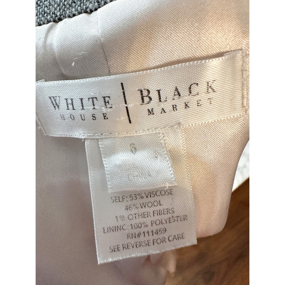 WHBM Light Gray Herringbone Wool Blend Fringe Skirt Suit Set Women's Size 6 Y2K - Picture 7 of 14